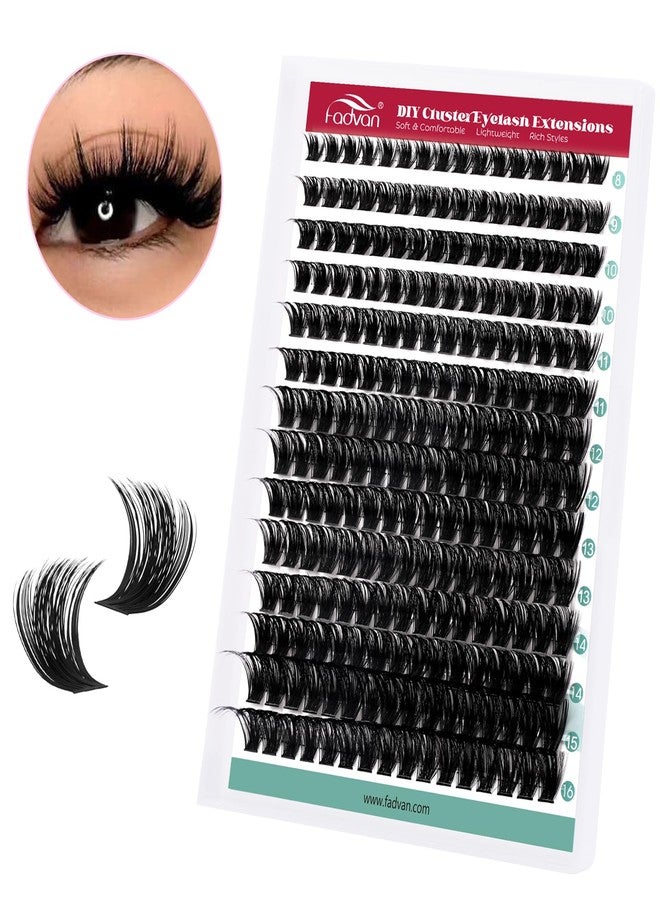 FADVAN D-Curl Volume Lash Clusters, 224pcs 100D Individual Eyelash Extensions 8-16mm, DIY Cluster Lashes Kit for Beginners, Reusable - Image 3